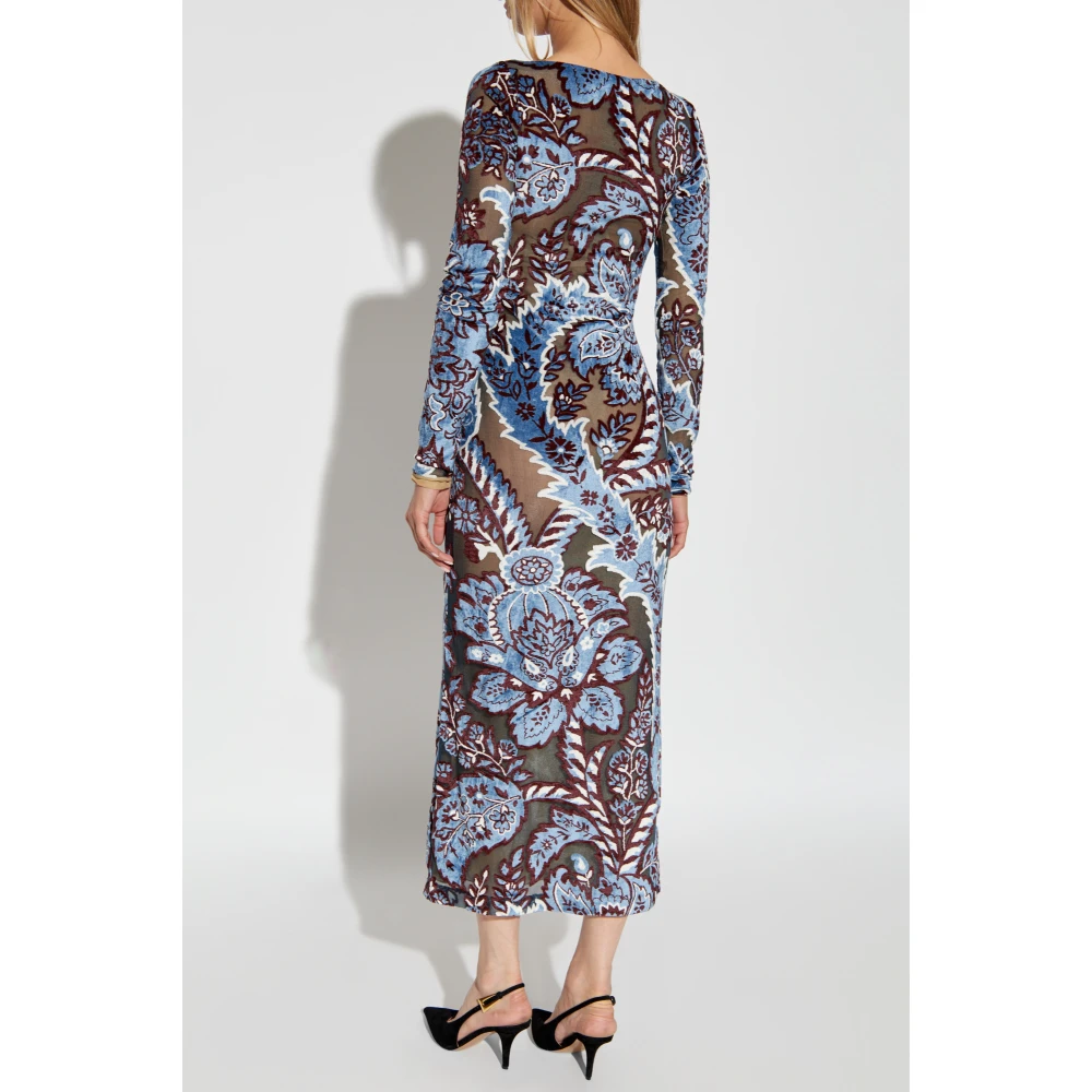 ETRO Gestreepte jurk met fluwelen afwerking Multicolor Dames