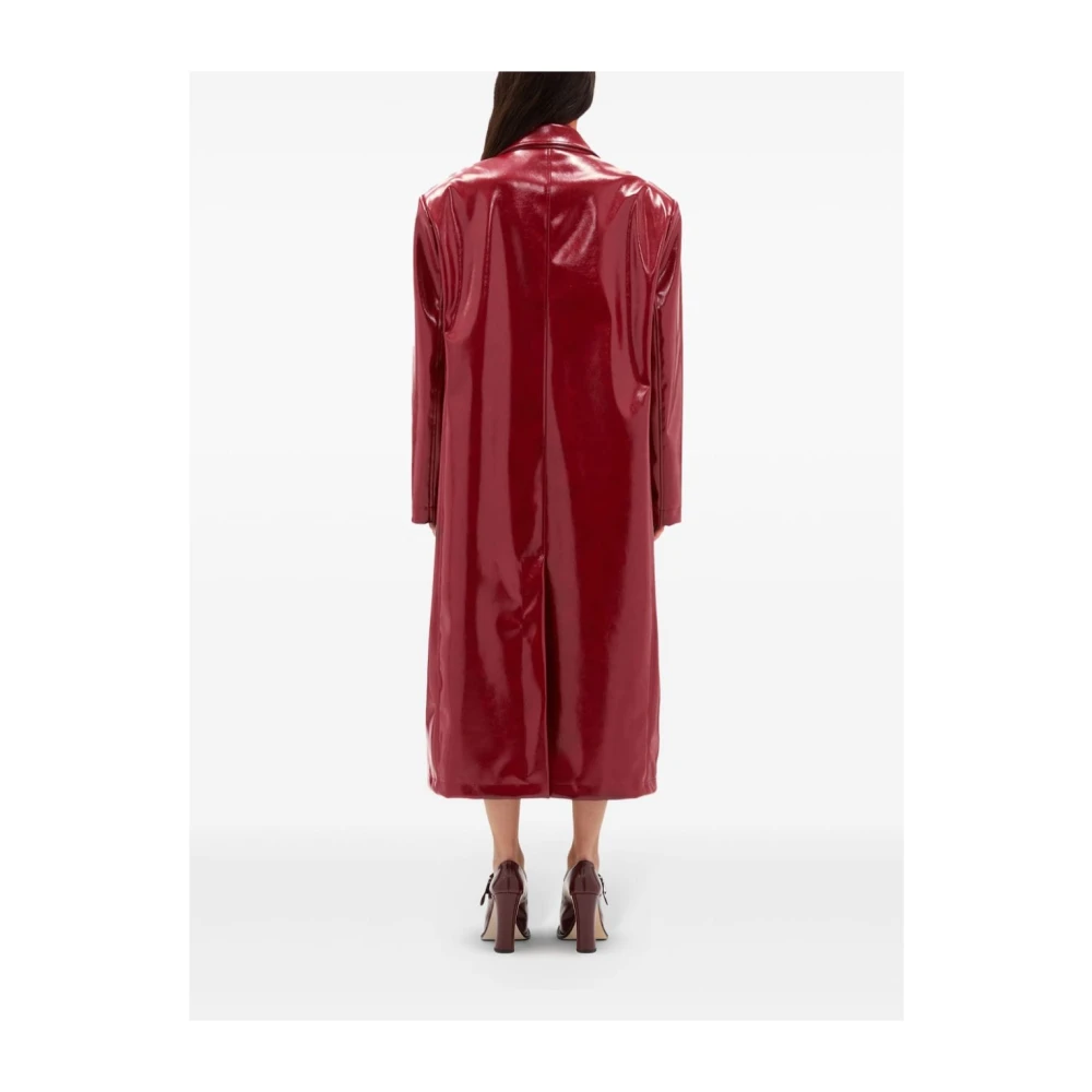 Msgm Rood leren lang jack klassieke stijl Red Dames