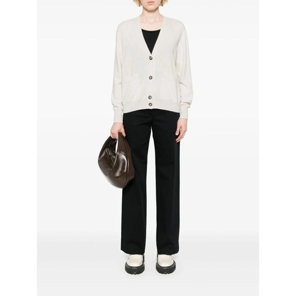 PESERICO Gebreide V-hals Vest Beige Dames