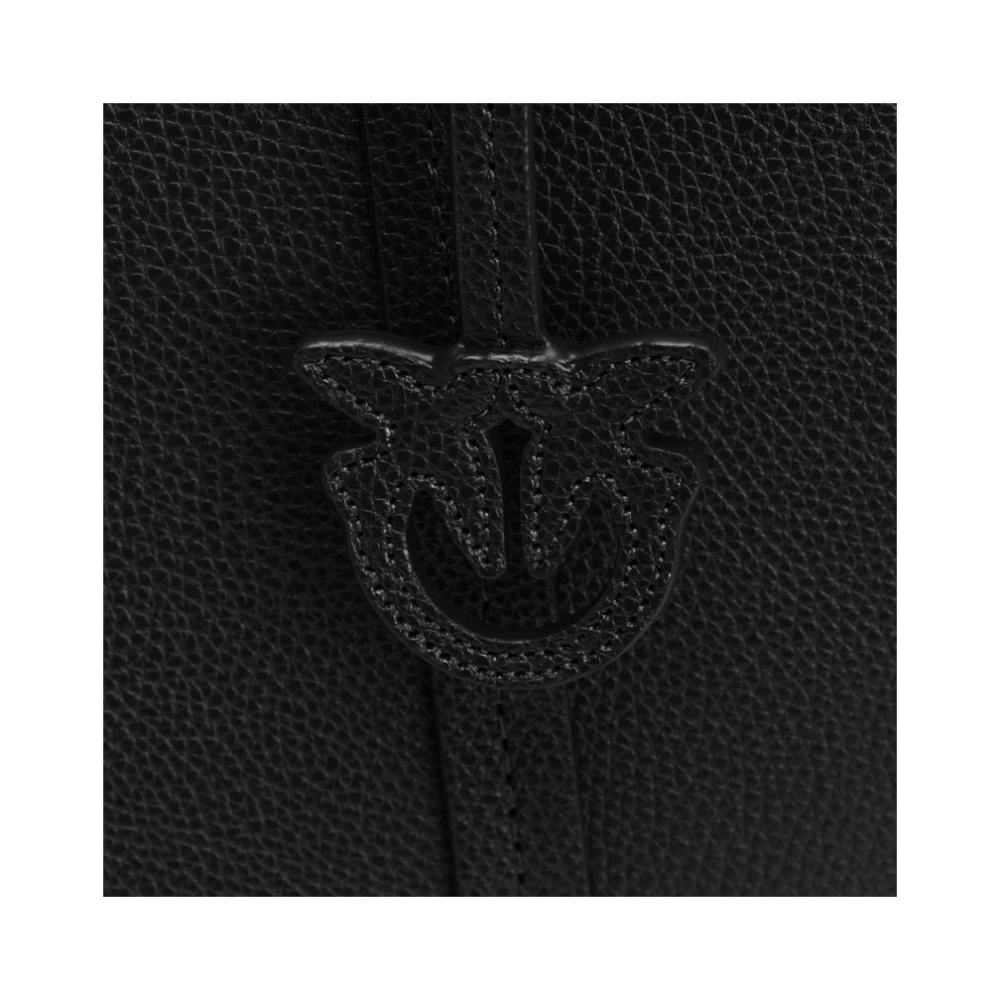 pinko Zwarte Leren Shopper Tas met Afneembare Bedel Black Dames