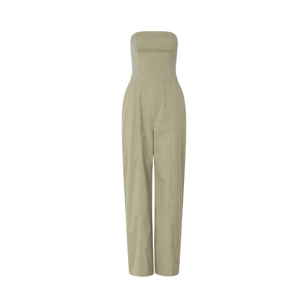 Samsøe Slim-fit jumpsuit met uitlopende pijpen Green Dames