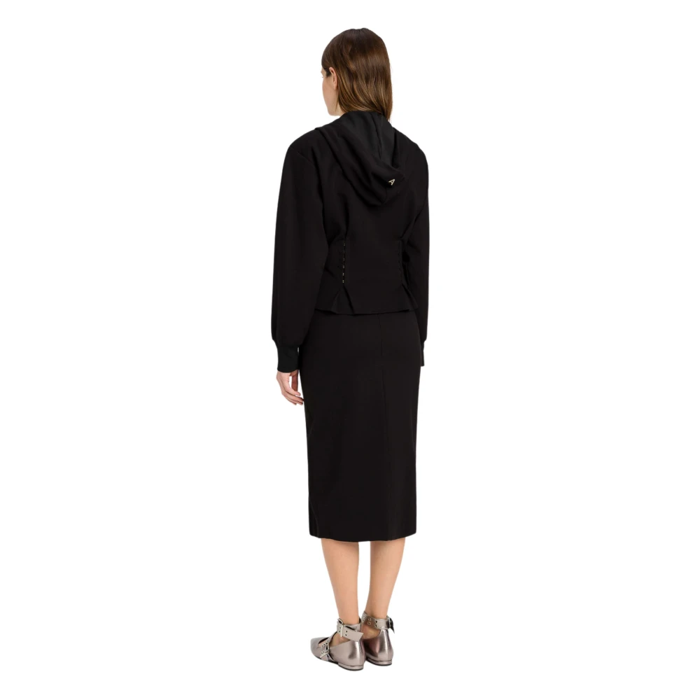 Twinset Zwarte Hoodie Zip Sweaters Black Dames