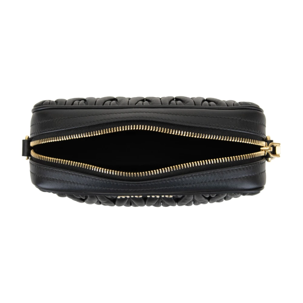Miu Leren Dames Schoudertas met Gouden Hardware Black Dames