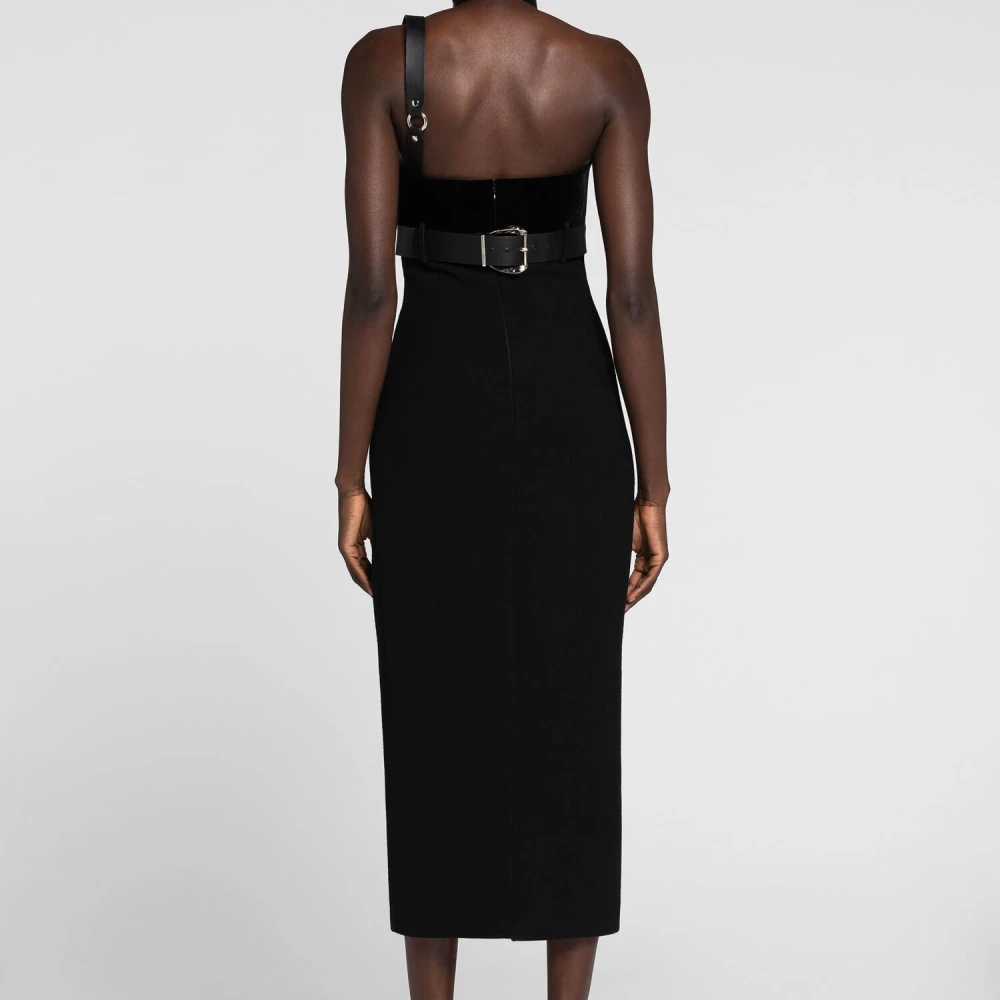 Roberto Cavalli Studded Leather Harness Jurk Black Dames