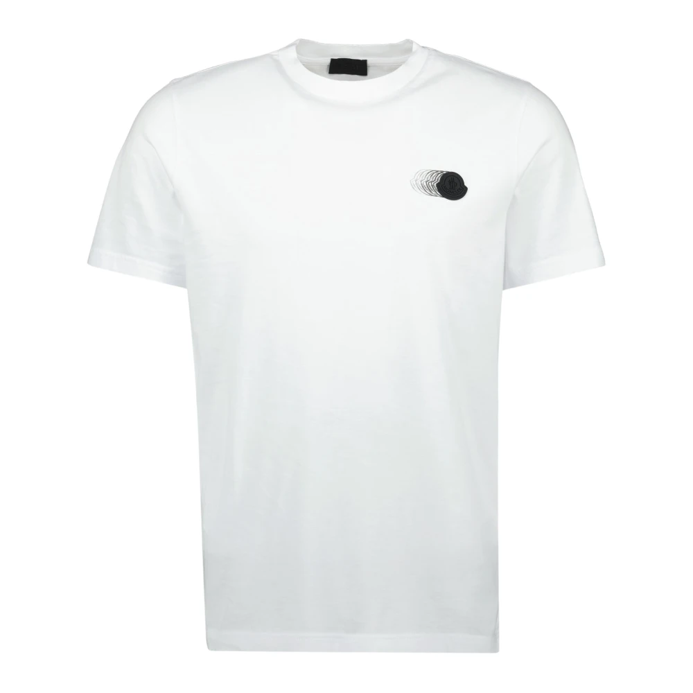 Moncler White T-Shirts, Male, 2XL, Faded Logo Motif T-Shirt