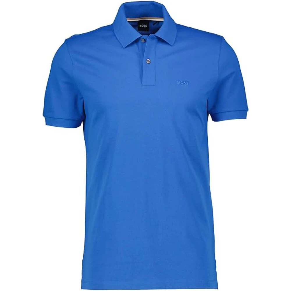 Boss Pique Polo Shirt Blue Heren