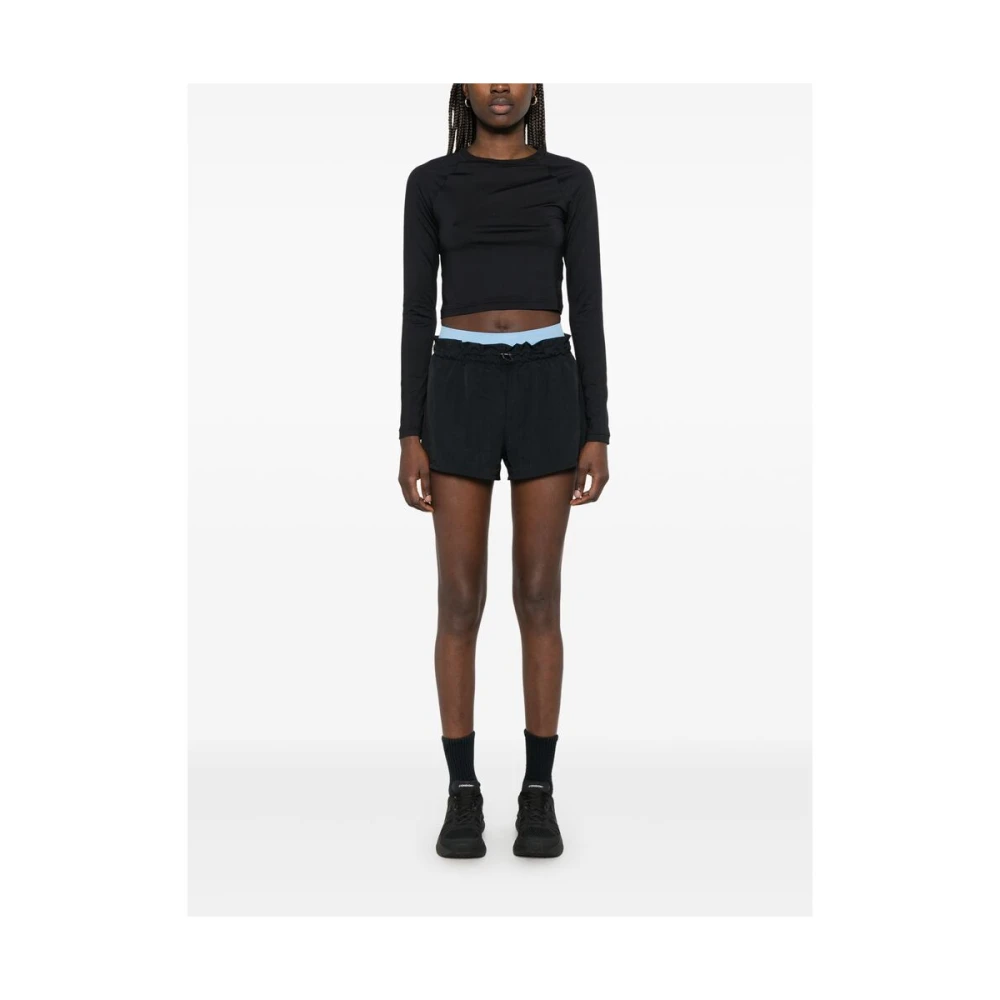 Off White Elastische Trekkoord Tailleband Logo Print Shorts Black Dames