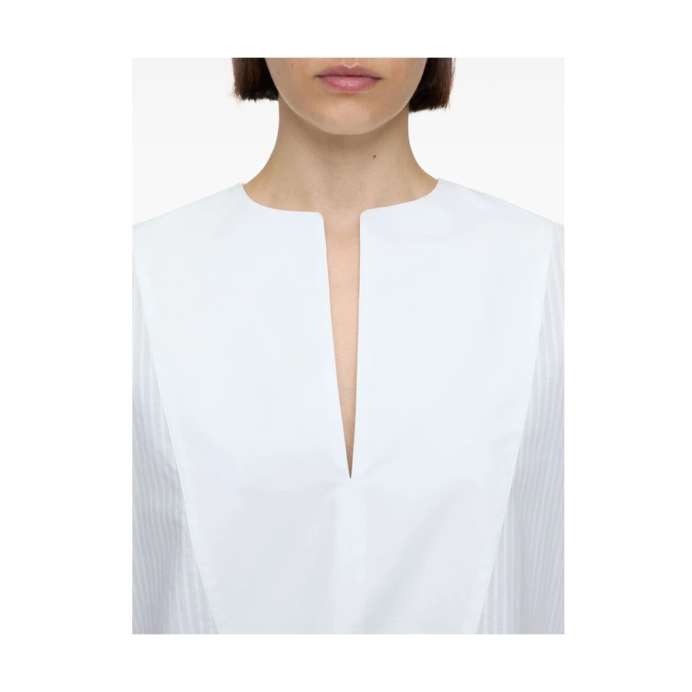 closed Witte V-hals shirt met splitmanchetten White Dames