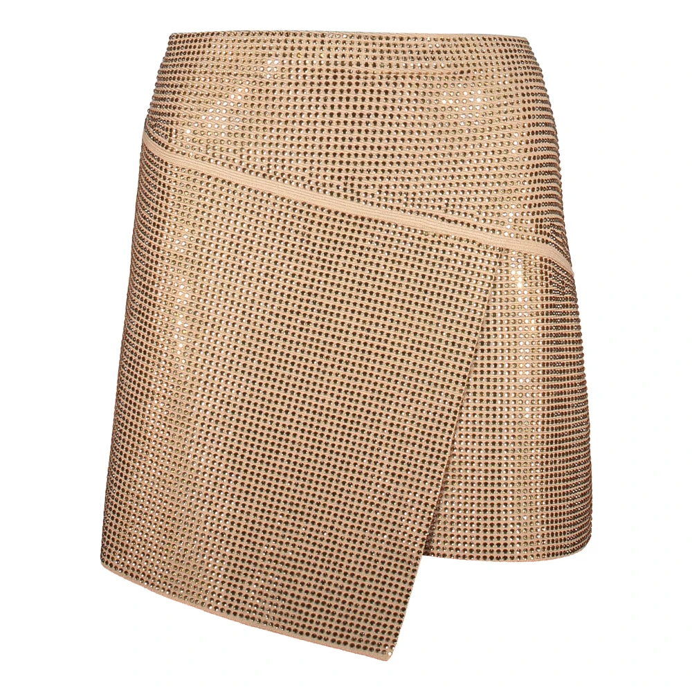 Andrea Adamo Rhinestone Asymmetrische Minirok Beige Dames