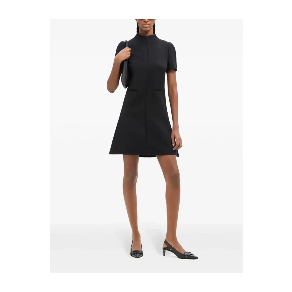 Courrèges Zwarte Twill A-Lijn Jurk Black Dames