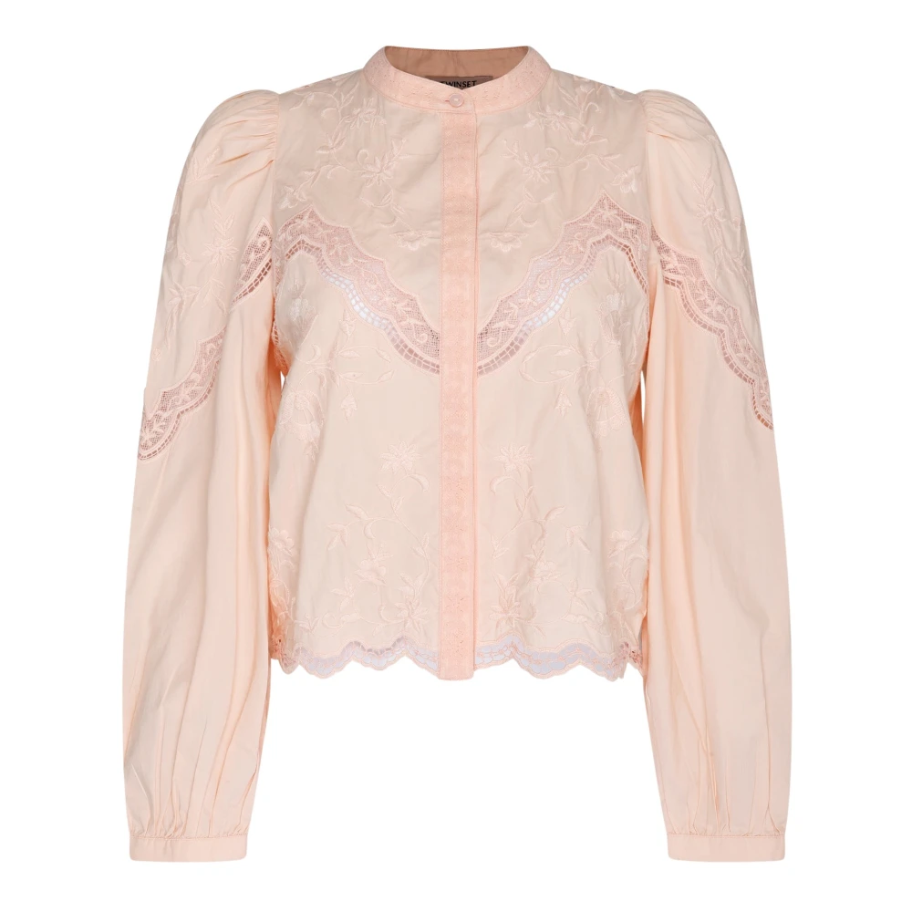 Twinset Roze Bloemen Geborduurde Shirt Pink Dames