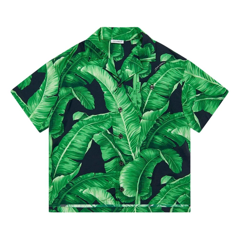 Dolce & Gabbana Boys Green Banana Leaf Batik Shirt