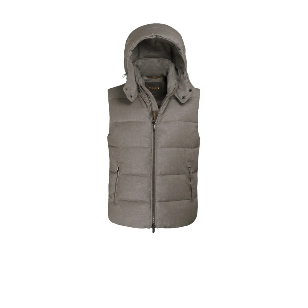 Moorer Men's Beige Waistcoats, M, Quilted Cashmere Gilet With Goose Down Padding