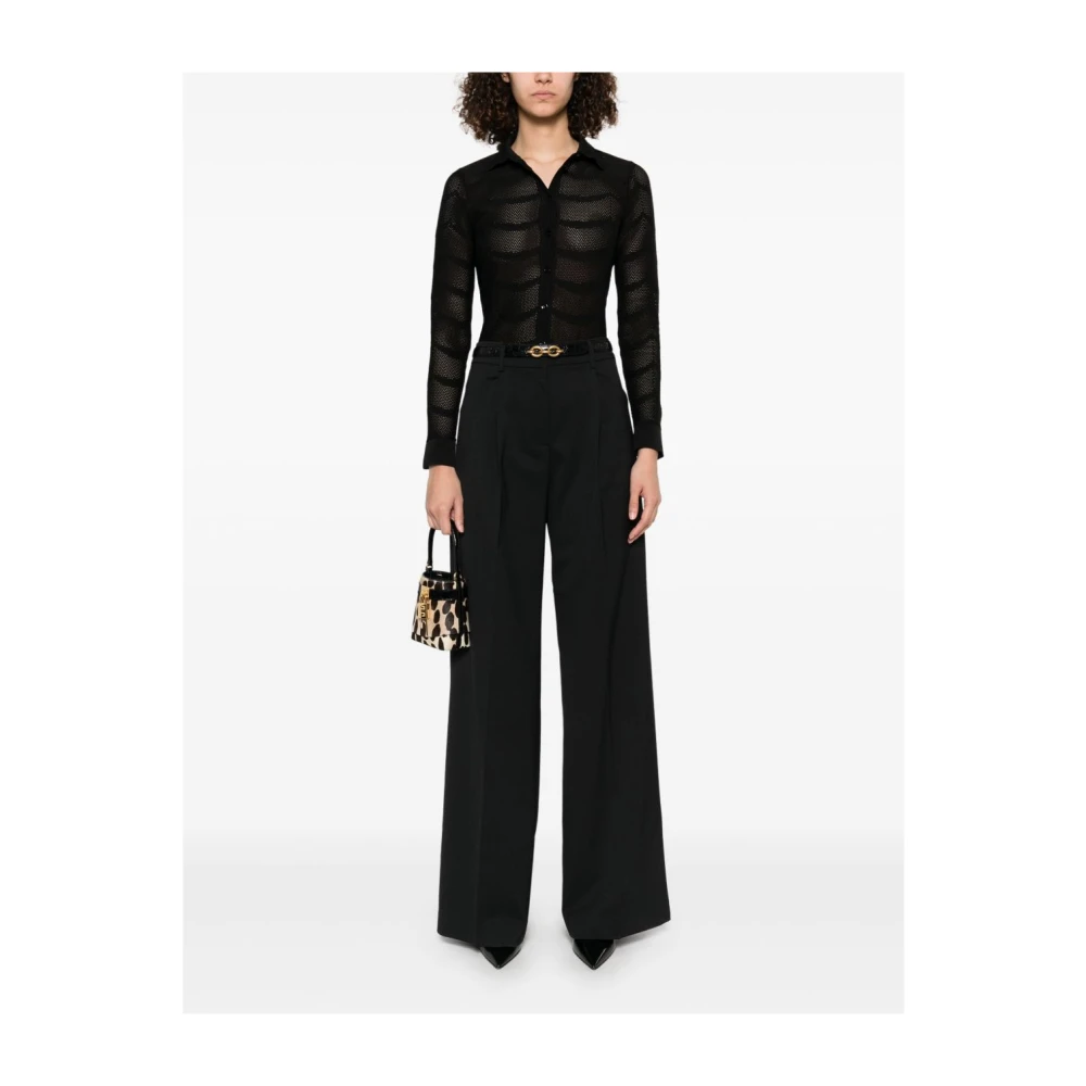 Tom Ford Zwarte Knoopsluiting Klassieke Kraag Overhemd Black Dames
