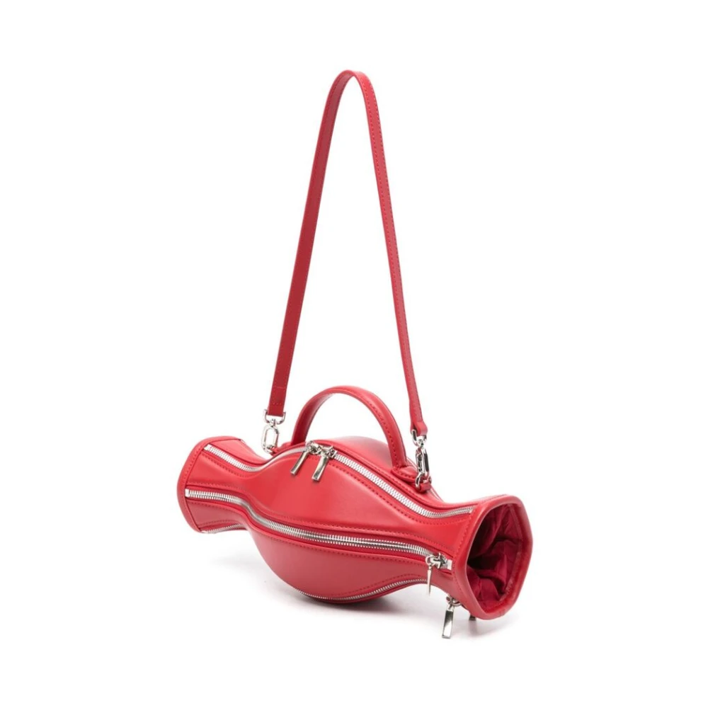 Andersson Bell Rode Leren Schoudertas met Meerdere Ritsen Red Dames