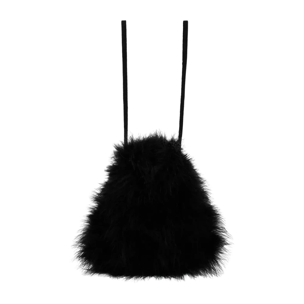 Yves Salomon Zwarte Veerentas Stijlvol Model Black Dames