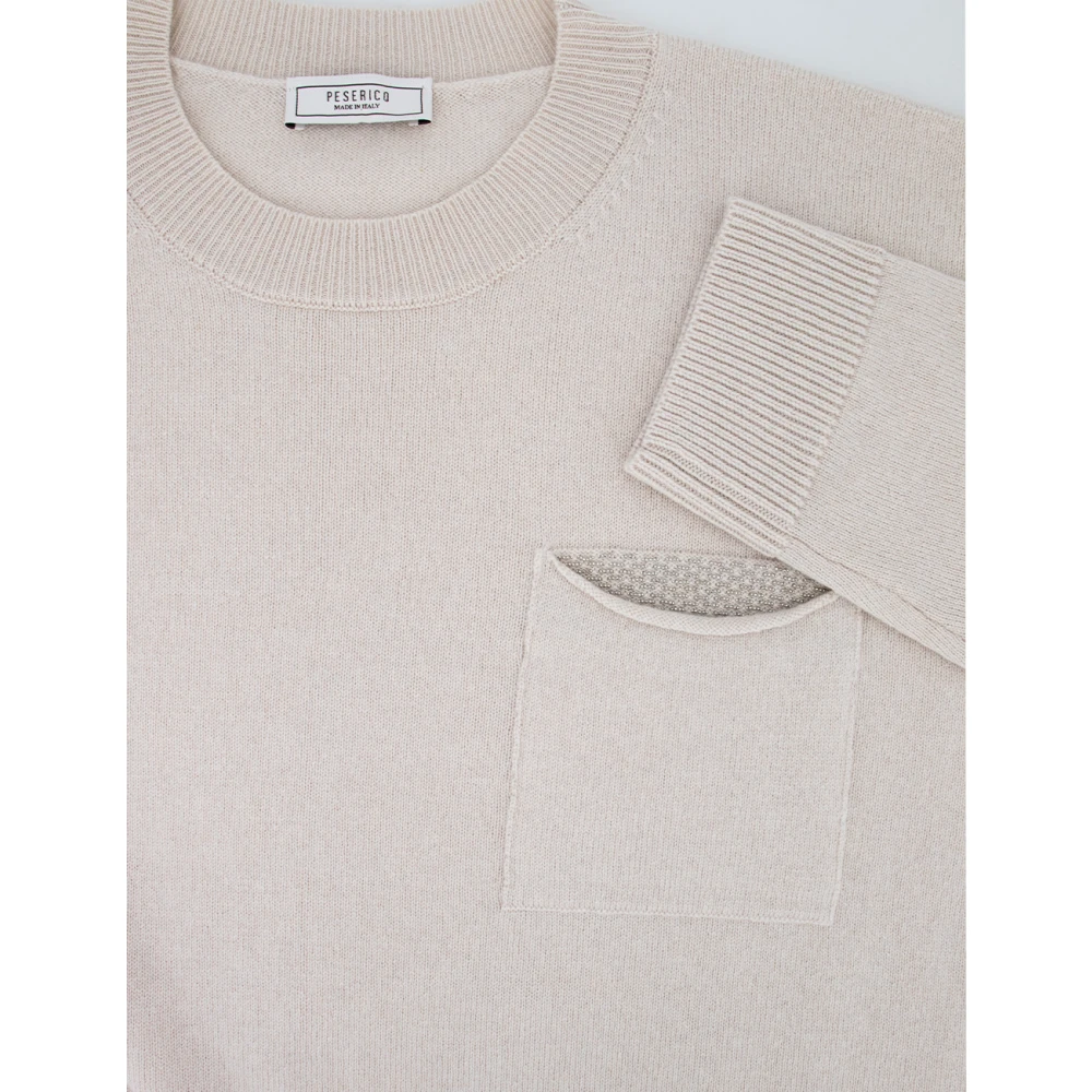 PESERICO Klassieke Jumper met Voorzak Beige Dames