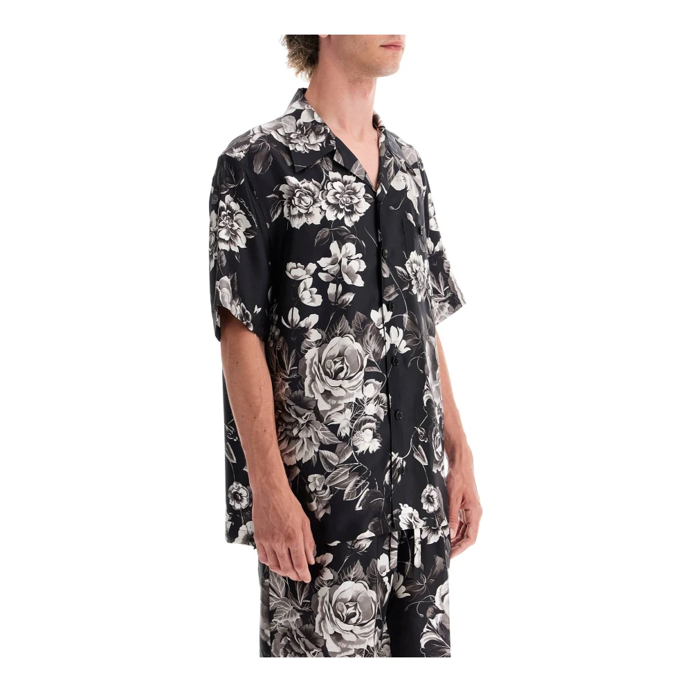 Dolce & Gabbana Zijden overhemd met bloemenprint set Black Heren