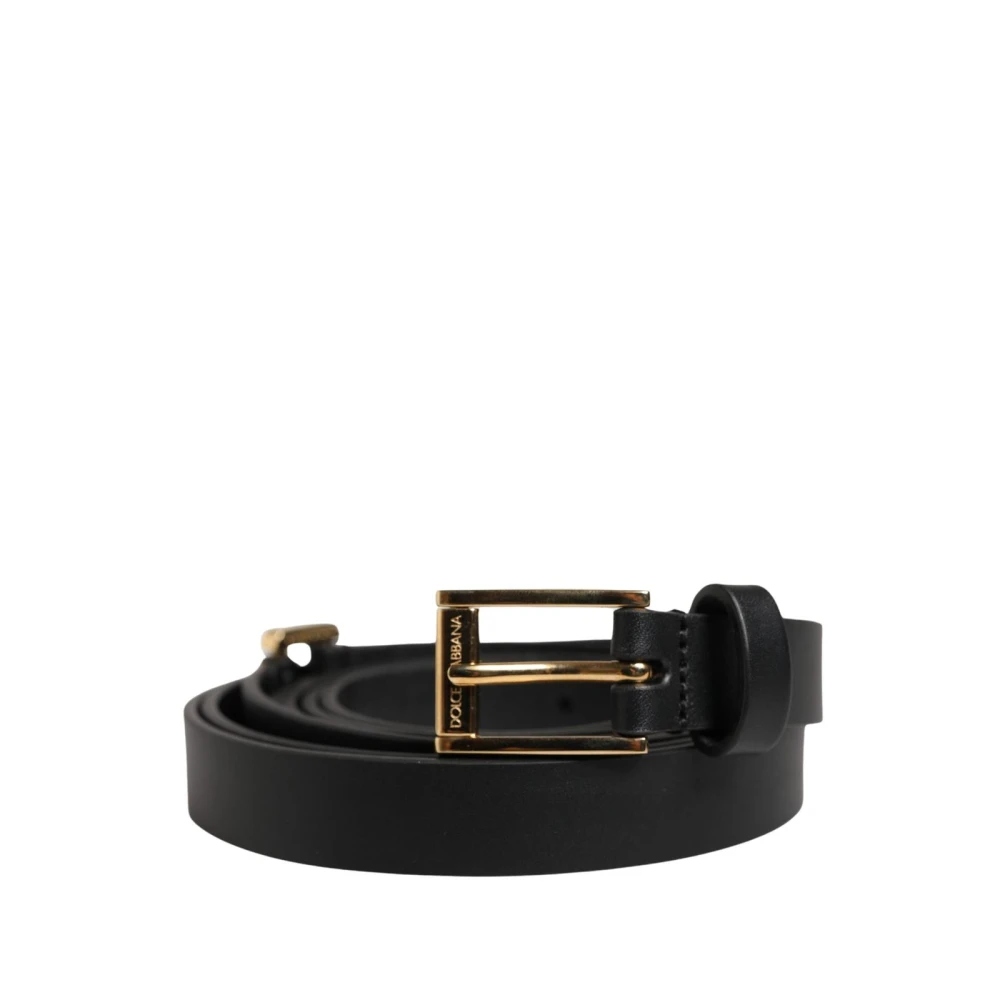 Dolce & Gabbana Men's Black Leather Classic Metal Buckle Belt