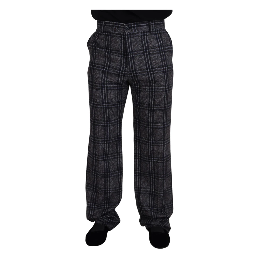 Dolce & Gabbana Multicolor Elegant Gray Checkered Alpaca Blend Trousers - Male - Wide Trousers - Xl - Trousers