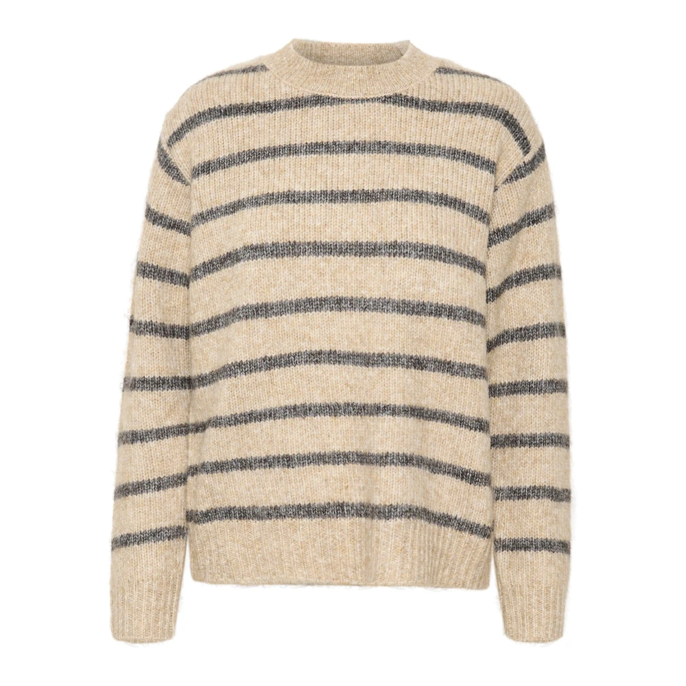 Kaffe Gestreepte Pullover Trui Veergrijs Beige Dames