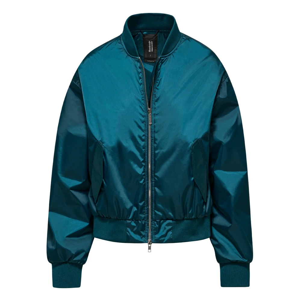 Bomboogie Kvinno Blå Jackor Dam, Xs, Nylon, Bomberjacka Med Ciréfinish