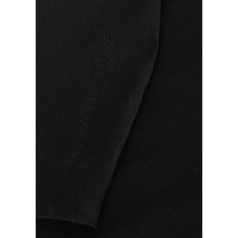 Alix The Label Zwarte Linnen Ballonmouw Jurk Black Dames