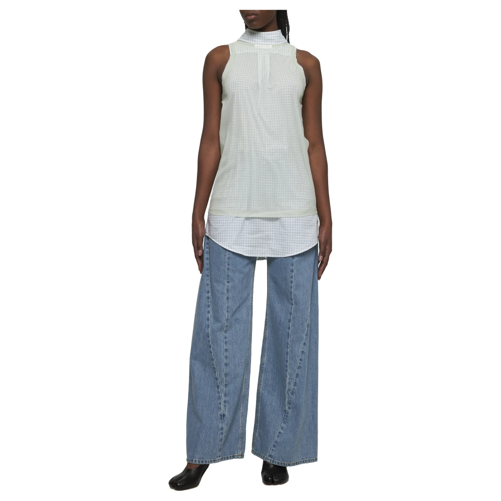 Maison Margiela Gelaagd Groen Vest met Geruite Onderkant Green Dames