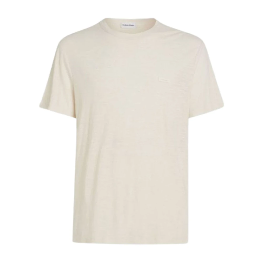 Calvin Klein Katoen Linnen Heren T-Shirt Beige Heren