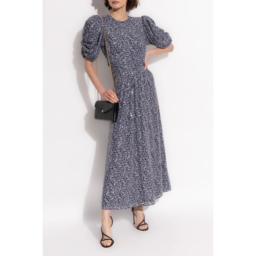Rotate Birger Christensen Jurk met pofmouwen Purple Dames