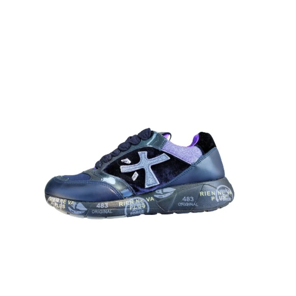 Premiata Mixed Leather Lace-up Sneakers Dames Schoenen Paars