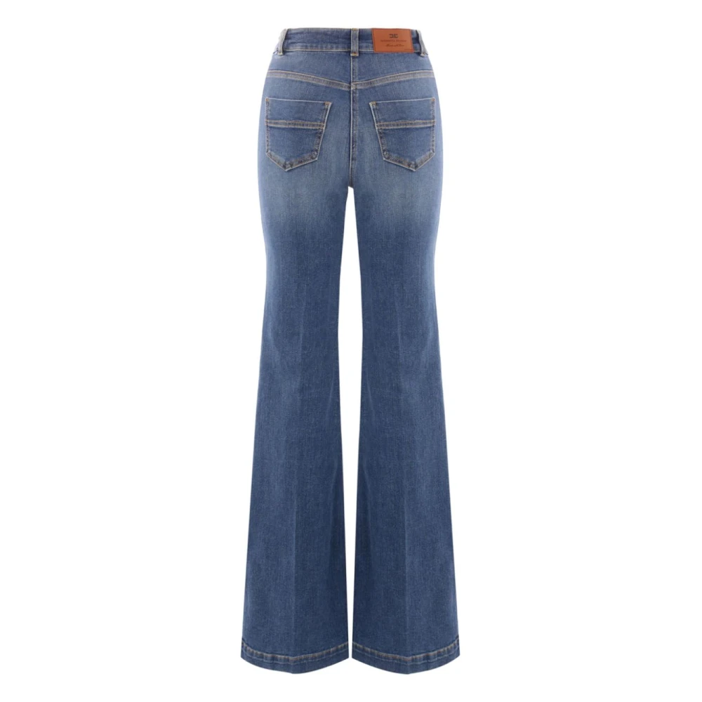 Elisabetta Franchi Indigo Blauwe Jeans met Knoopdetails Blue Dames