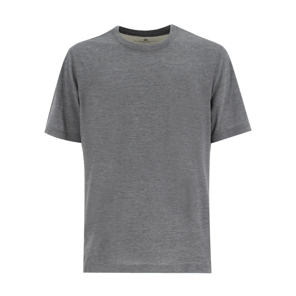 BRUNELLO CUCINELLI Zijden Katoenen T-shirt Comfortabele Pasvorm Gray Heren