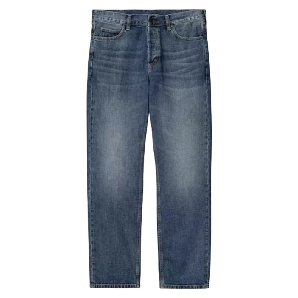 Carhartt WIP Relaxte Rechte Pijp Denim Broek Blauw Blue Heren