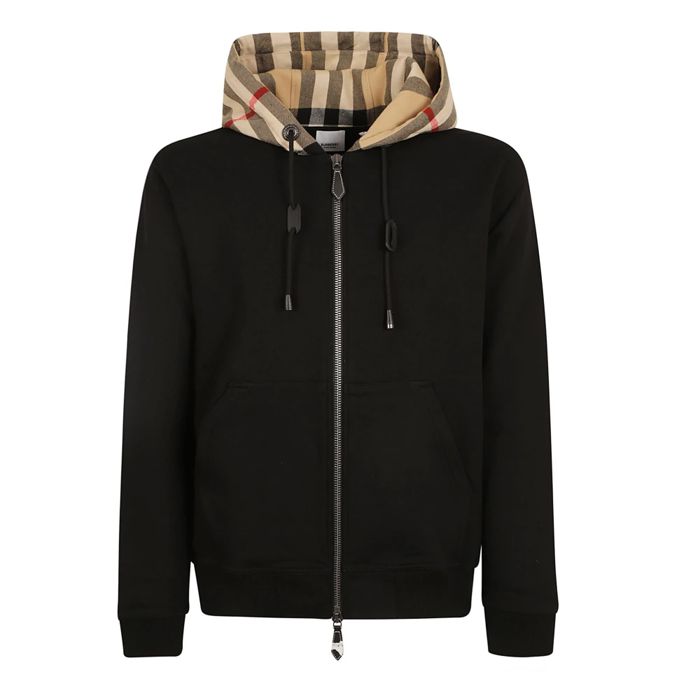 Burberry Check Zip Hoodie Black Heren
