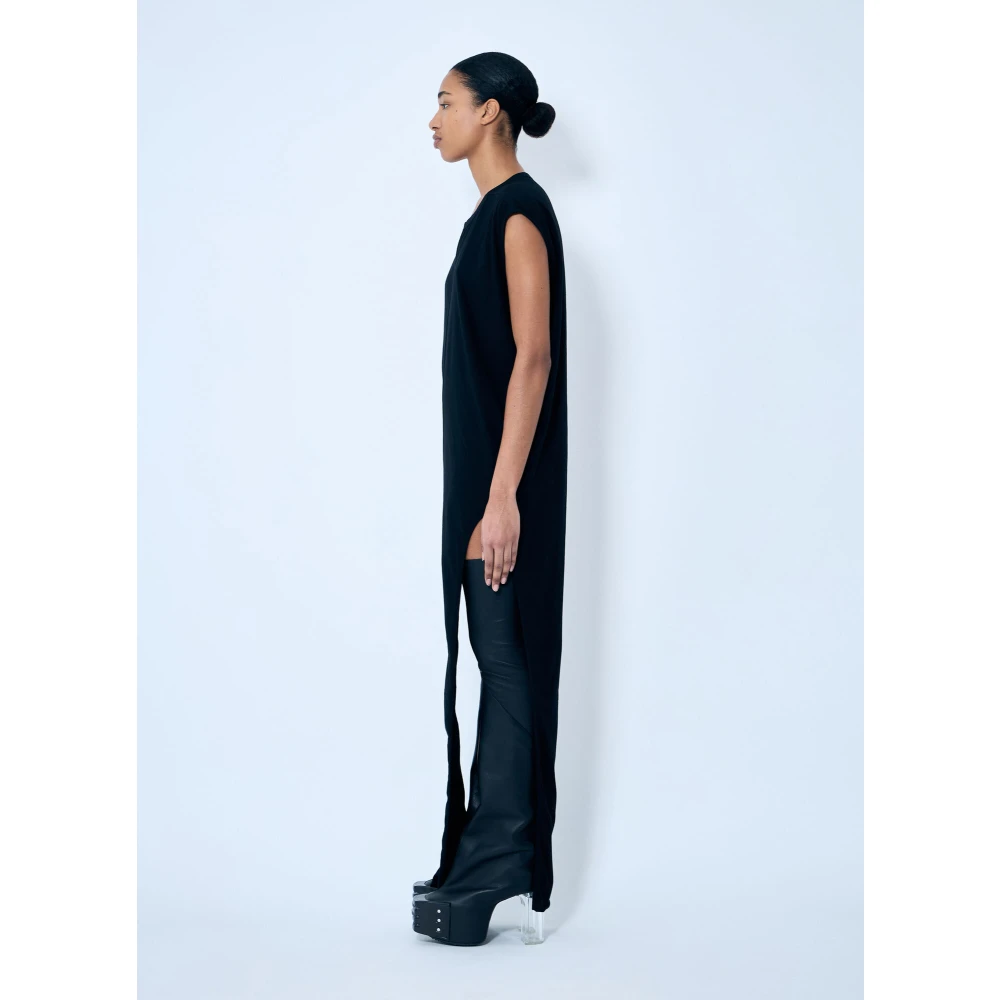 Rick Owens Panel Maxi Jurk met Splitnaden Black Dames