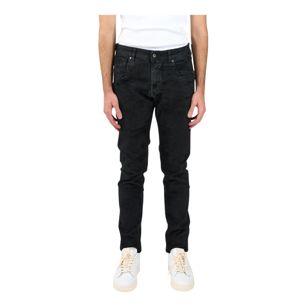 Salvatore Santoro Fluweel Skinny Jeans Black Heren