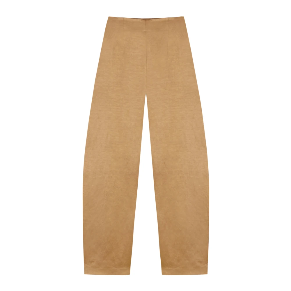 Cortana Hoge taille linnen en viscose broek Yellow Dames