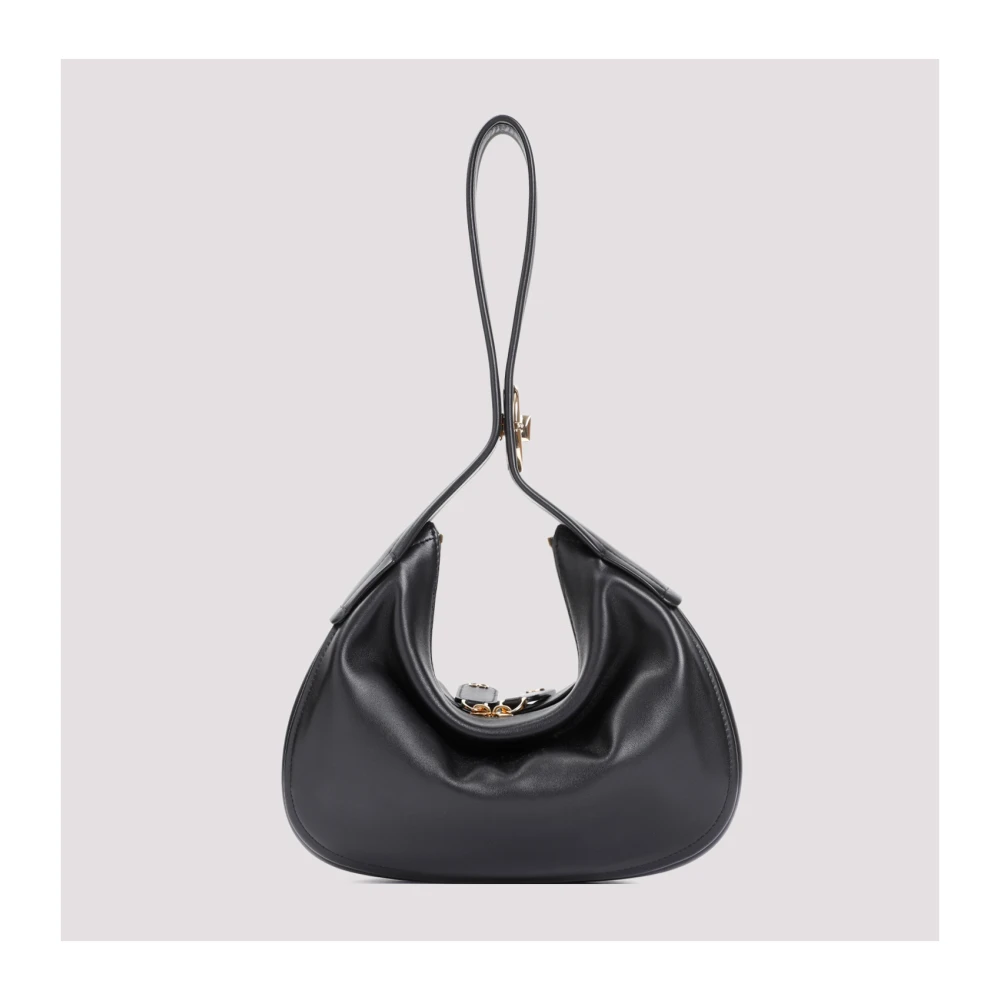 Valentino Garavani Zwarte leren schoudertas met Vlogo-sluiting Black Dames