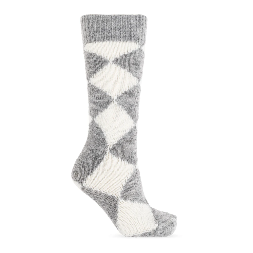 AllSaints Grijze en witte sokken met ruitpatroon Gray Dames