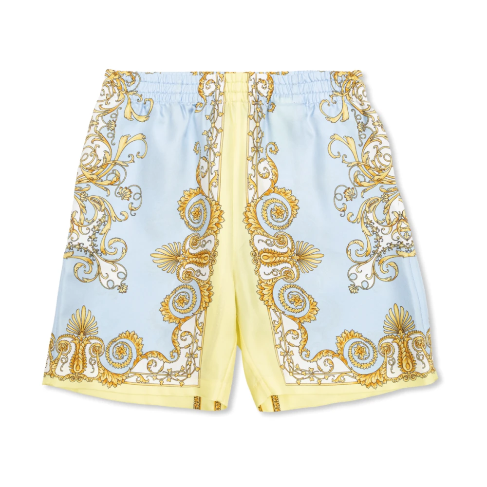 Versace Unisex Blauw Printed Silk Twill Shorts