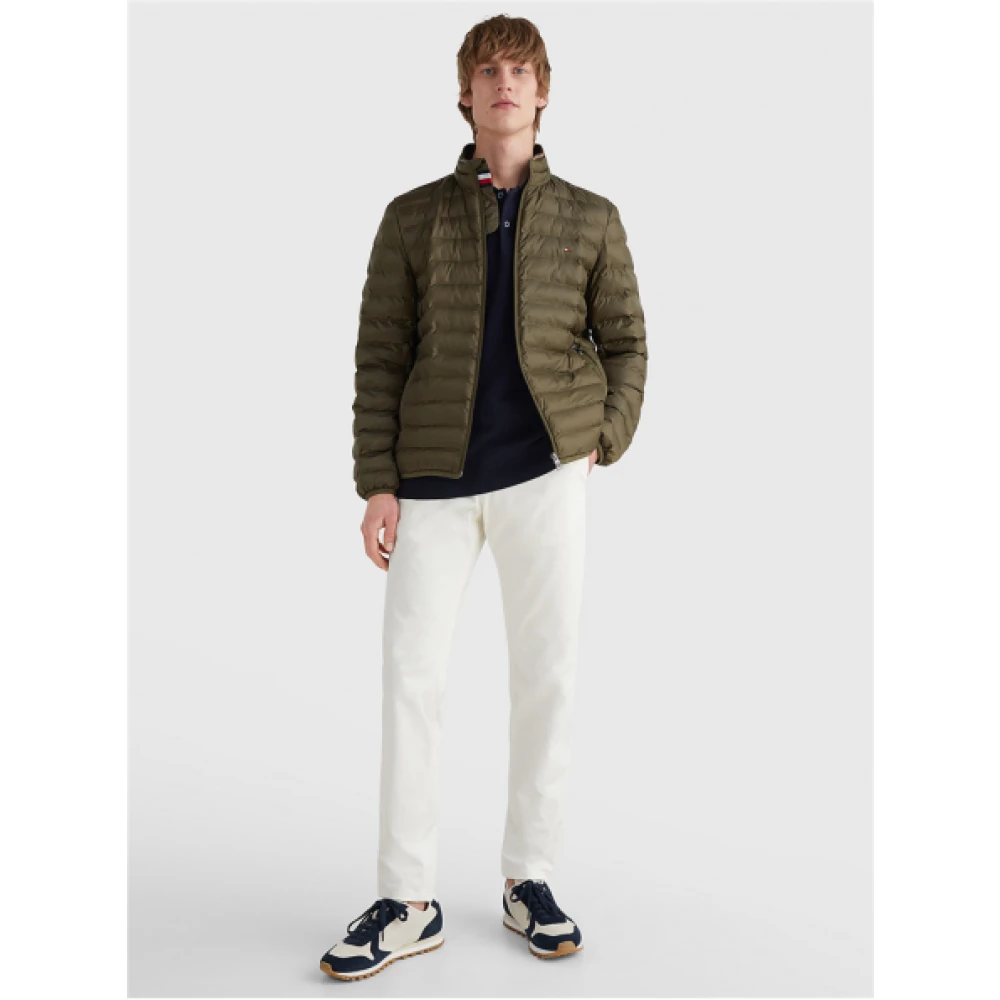 Tommy Hilfiger Lange Mouw Army Groene Gerecyclede Polyester Jas Green Heren