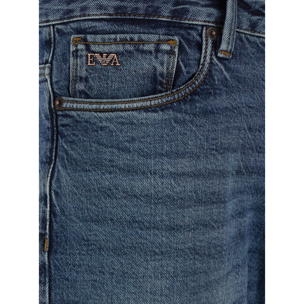 Emporio Armani Blauwe Denim Jeans met Logopatch Blue Heren