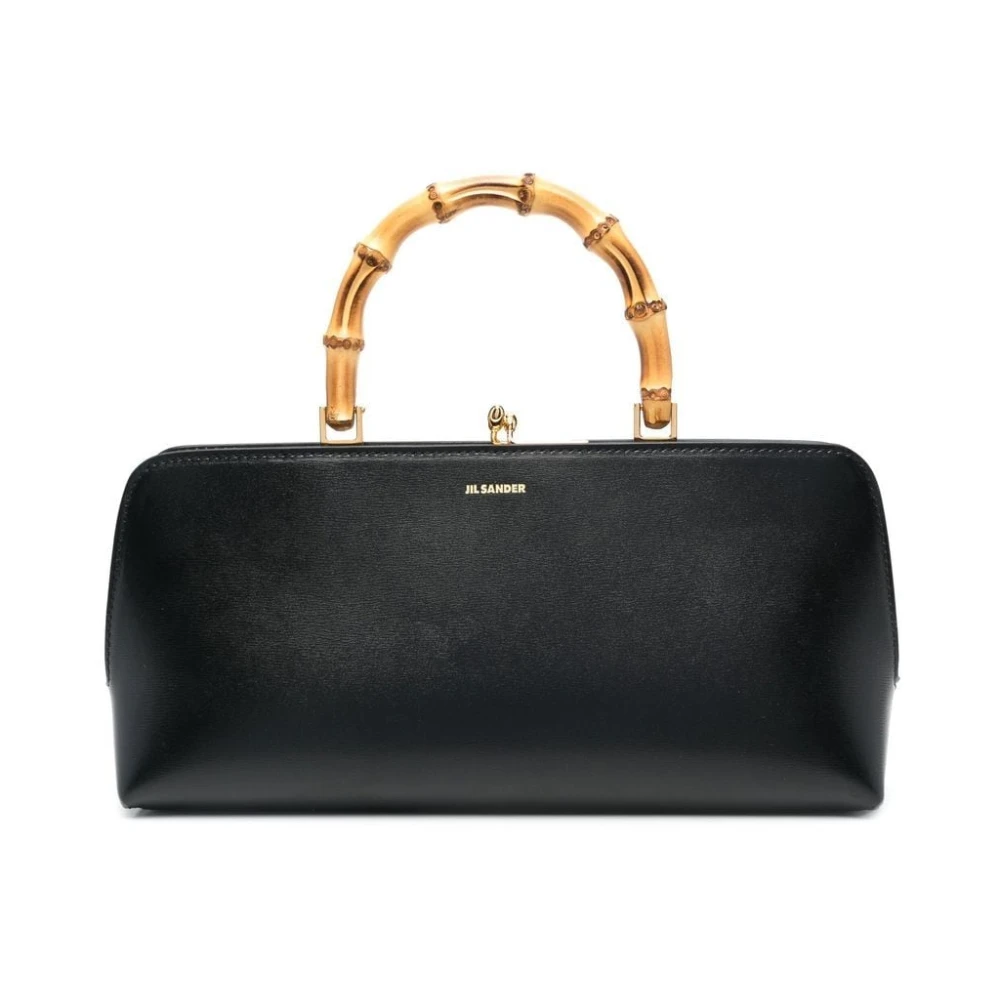 Jil Sander Zwarte Handtas met Bamboe Handvat Black Dames