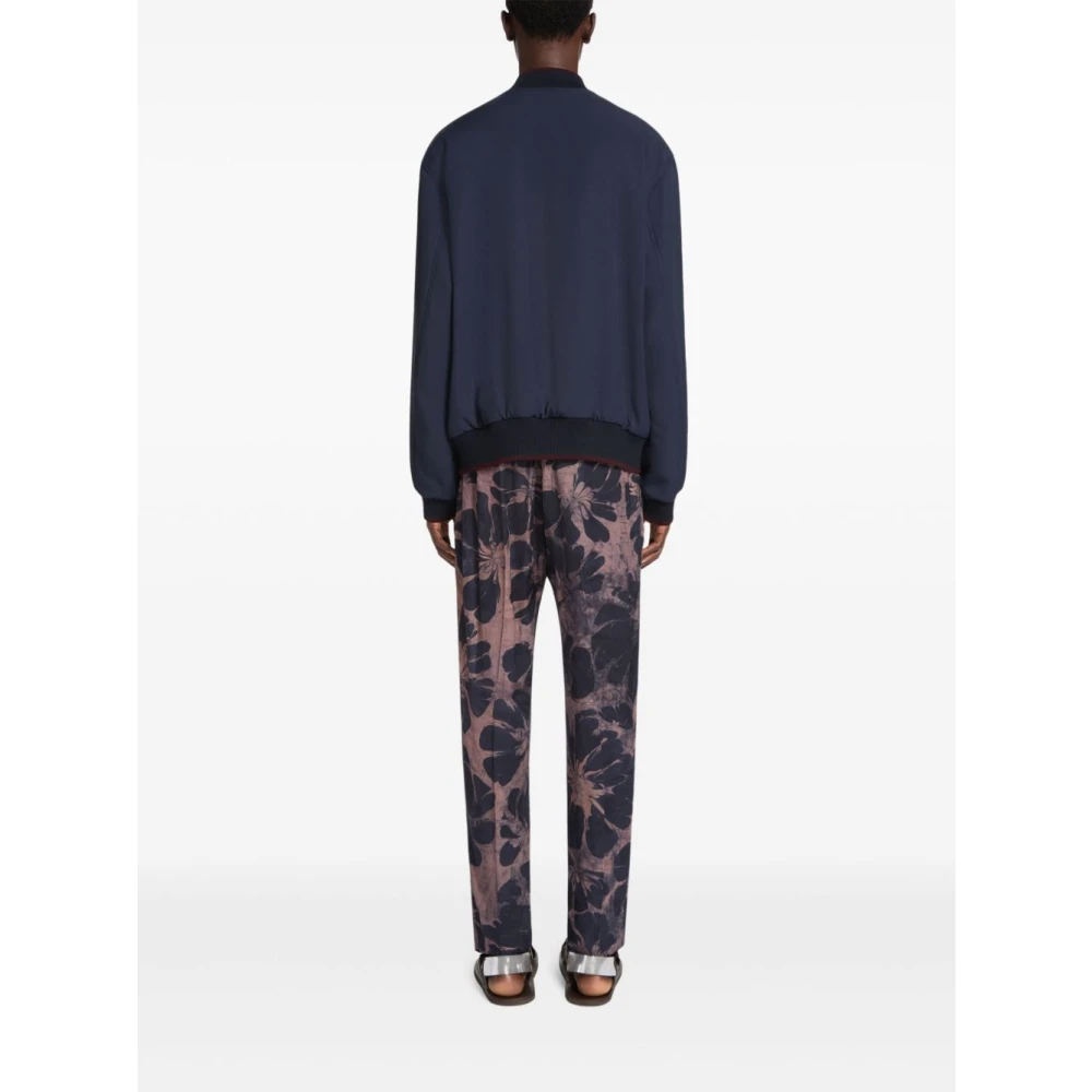 Dries Van Noten Omkeerbare Blauwe Bloemenbomberjas Blue Heren