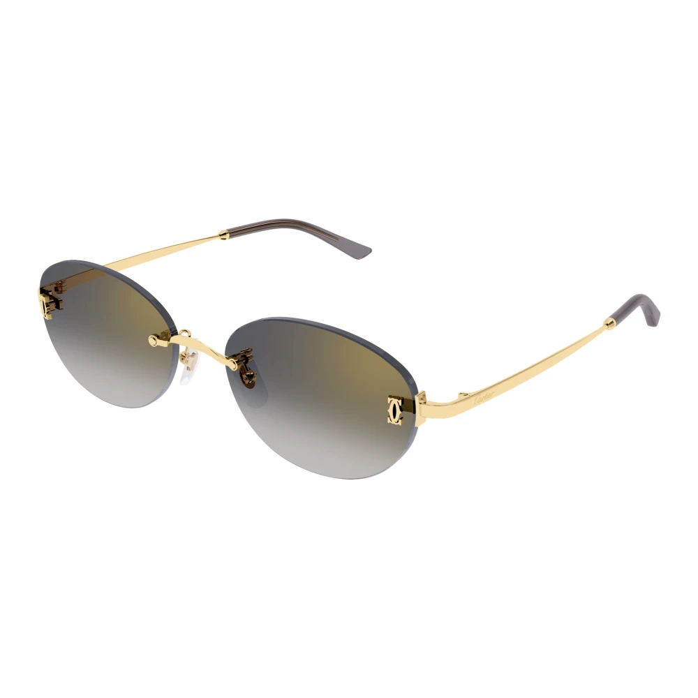 Cartier Women's Yellow Sunglasses, 54 Mm, Oval Rimless Sunglasses