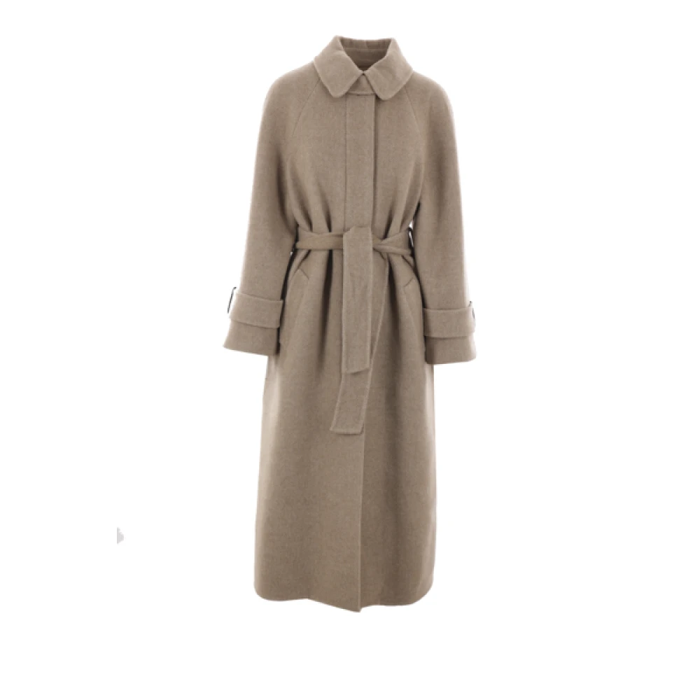 BRUNELLO CUCINELLI Beige en Ivoor Herringbone Coat Brown Dames