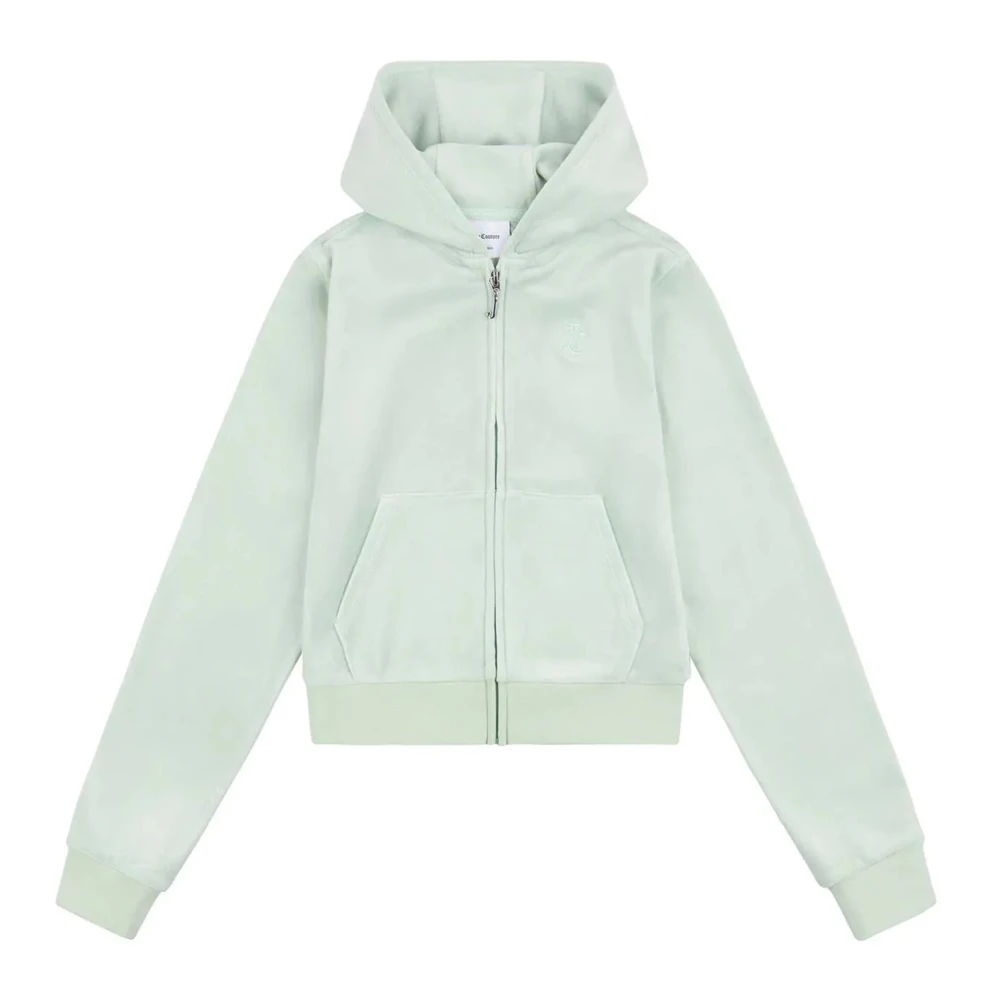 Juicy Couture Blå Velour Dragkedja Hoodie Green, Unisex