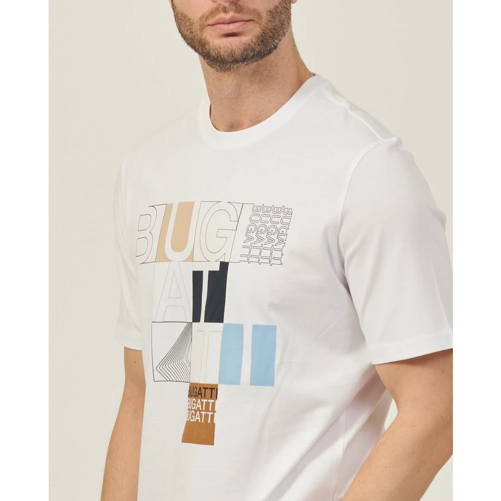Bugatti Heren T-shirt met Logo Print White Heren
