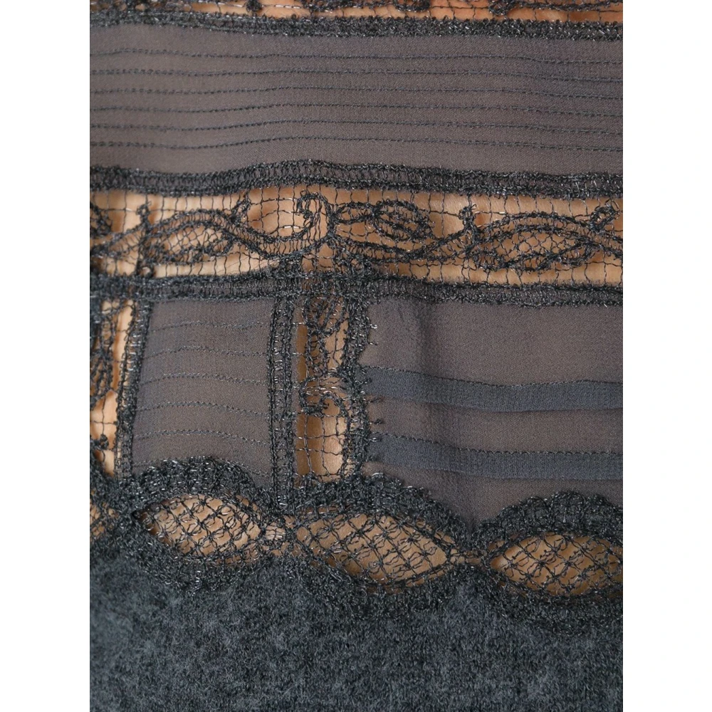 Ermanno Scervino Grijze Kant Detail Trui Gray Dames